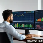 인덱스 펀드의 배당금 재투자 전략 - A professional Brazilian investor at a modern home office, analyzing dividend reinvestment strategie...