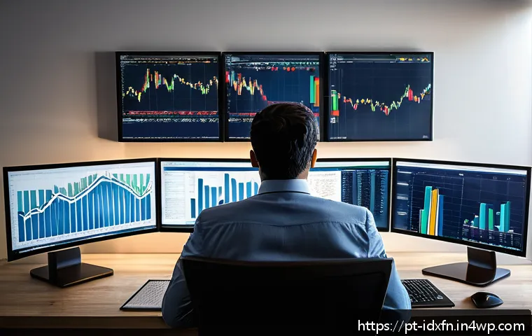 인덱스 펀드의 투자 효율성 검토 - A professional Brazilian investor in a modern home office, analyzing multiple computer screens displ...